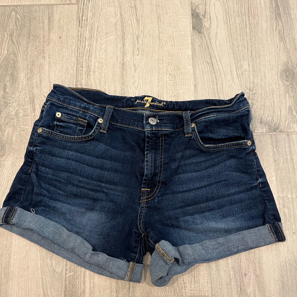 7 For All Mankind Cuffed Hem Jean Shorts Size 28 Dark Wash